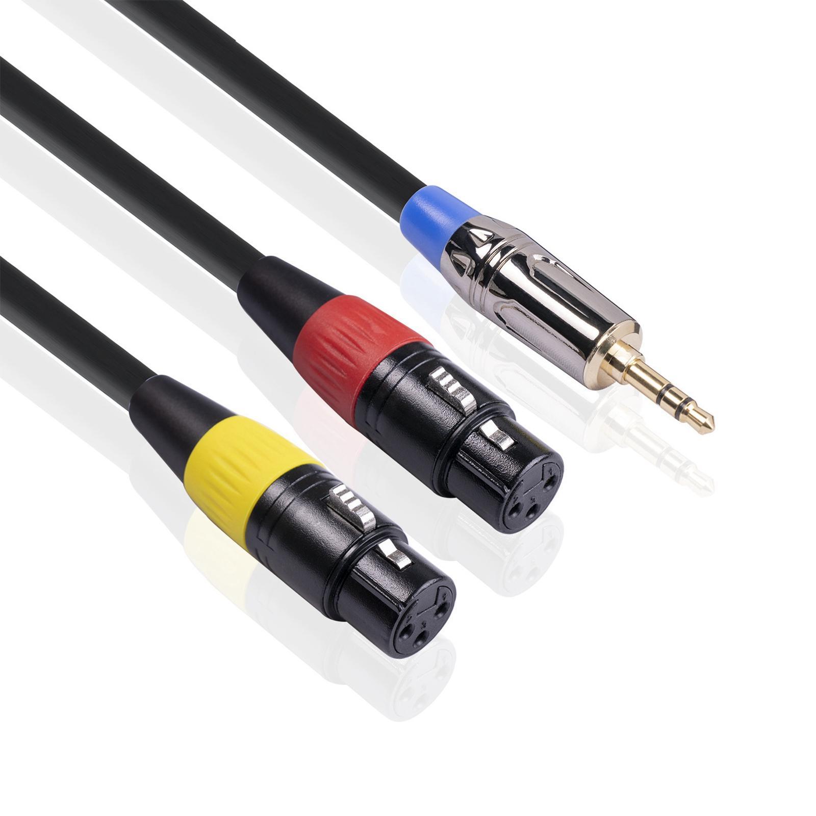 1PC Dual XLR to 3.5mm Stereo Cable Dual Female Audio Cable Jack Male to 2 XLR Female
