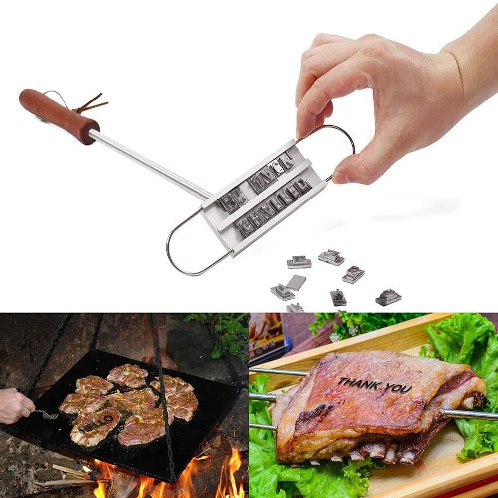 BBQ Xây Dựng Thương Hiệu Sắt 55 Chữ Tự Làm Thịt Nướng In Chữ BBQ HấP DụNg Cụ Thịt Nướng Nĩa Thịt Nướng Công Cụ Phụ Kiện Nhà Bếp Thứ