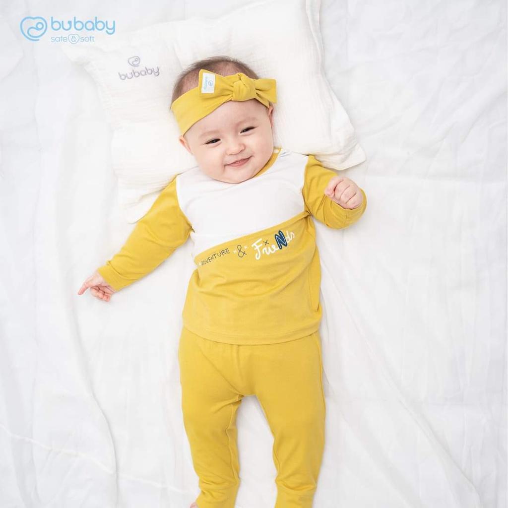 Bộ dài tay bamboo cotton Bu baby BBC110101/ BBC110401 cho bé từ 6 tháng đến 4 tuổi - Cổ tròn- 110401 Blue