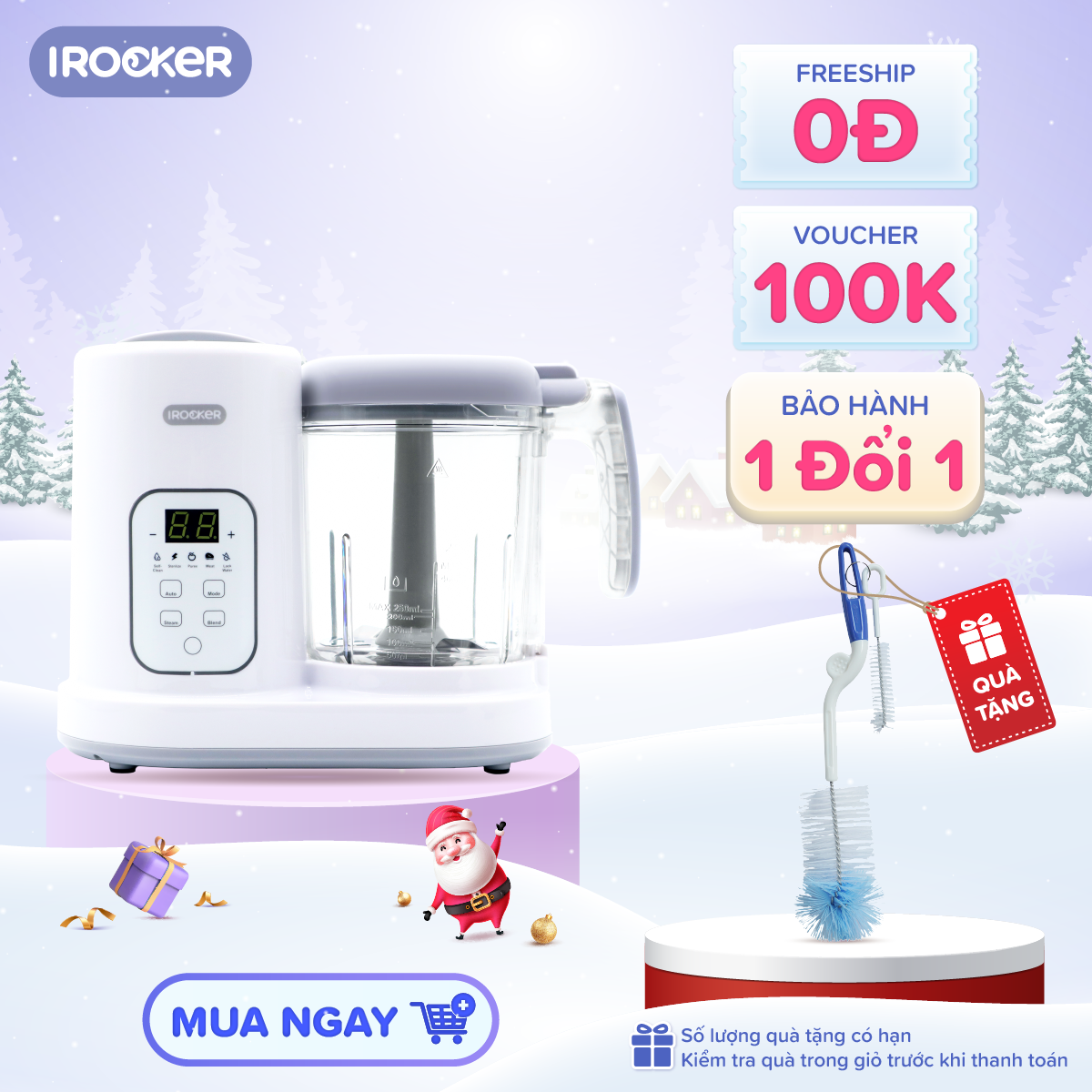 Máy xay hấp thức ăn đa năng IROCKER - BFP 002