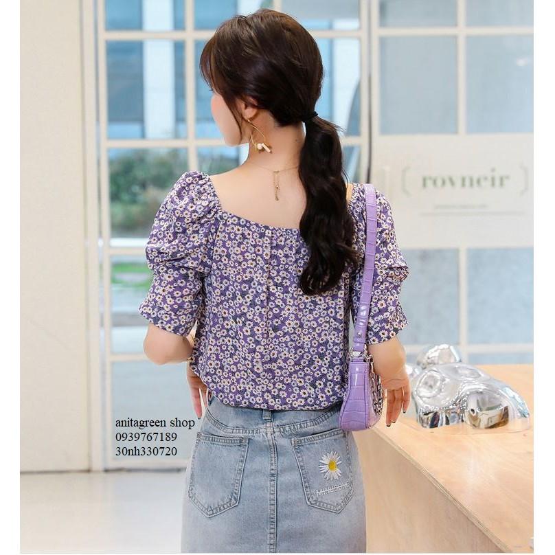 Tk330720-ÁO KIỂU HOA NHÍ THẮT NƠ