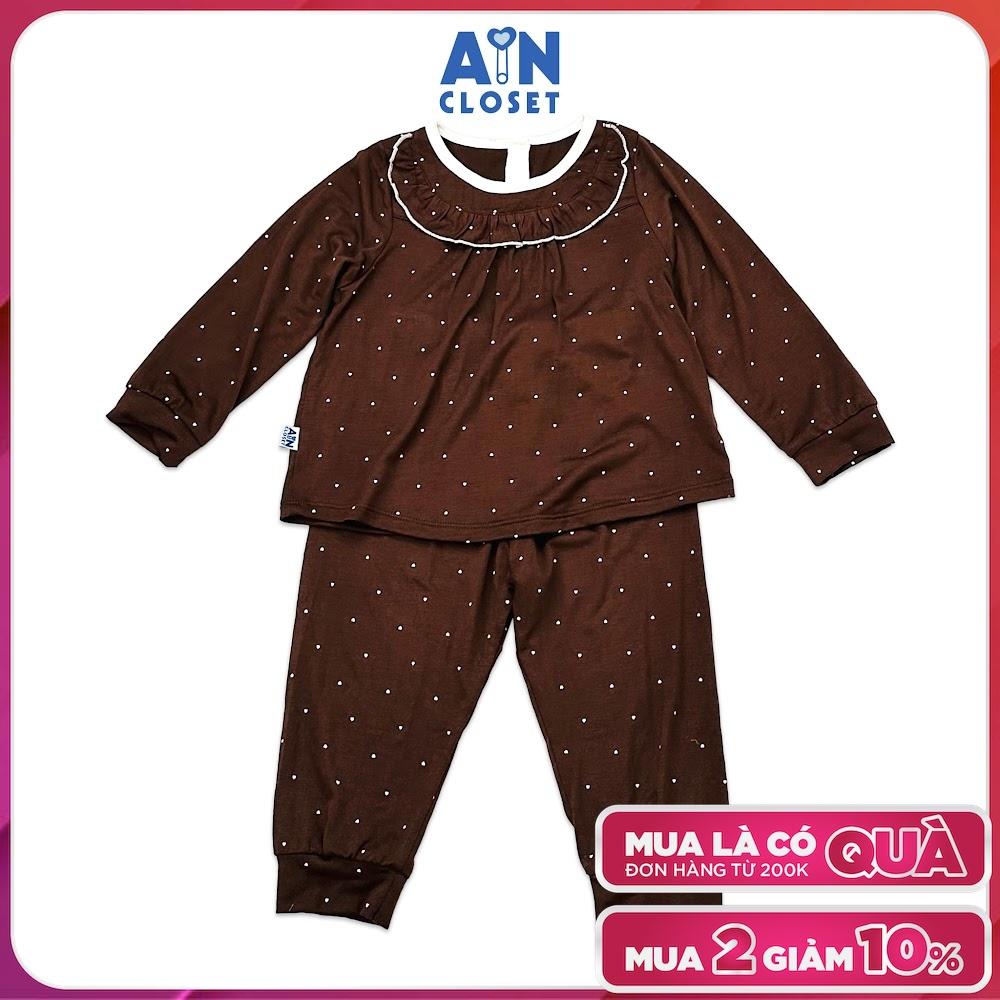 Bộ quần áo dài bé gái họa tiết Bi Nhí nâu thun cotton - AICDBGLUIRSG - AIN Closet