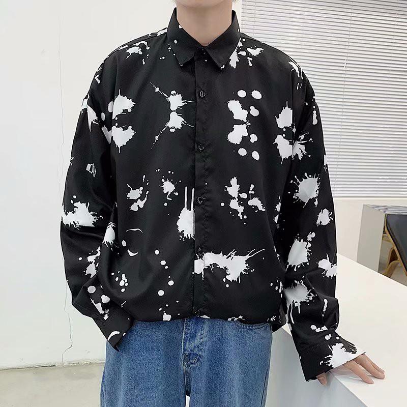 Áo Sơ Mi Tay Dài Họa Tiết In Thời Trang Phong Cách Cho Nam