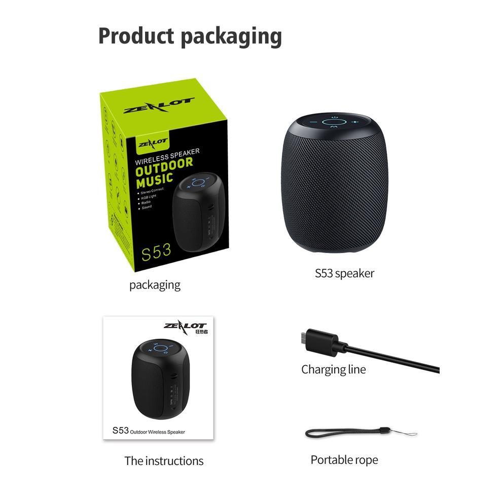 Loa Bluetooth Zealot S53 Chống Thấm Nước Âm Thanh HIFI Chất Lượng Cao
