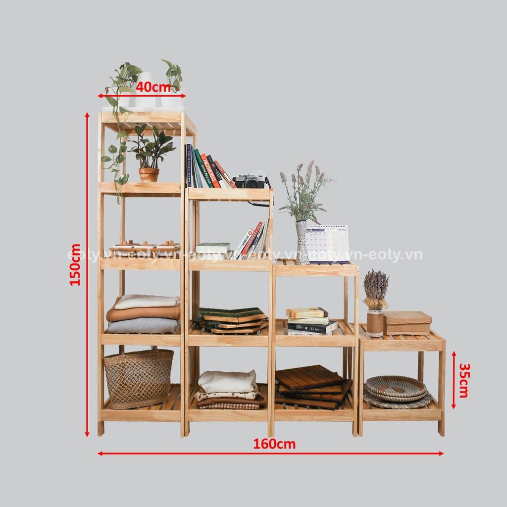 Tủ đầu giường, kệ gỗ 2 tầng trang trí gỗ cao su 40cm