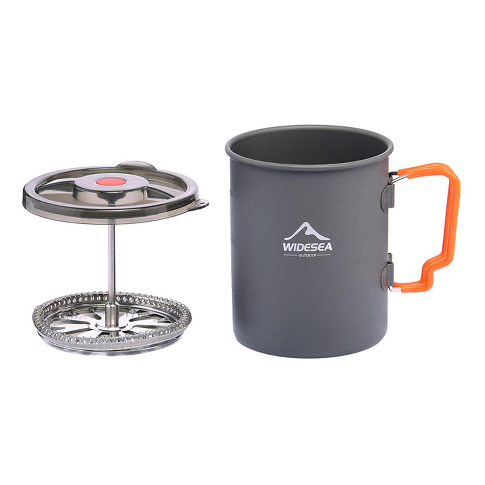 750ml Camping Coffee Pot Camp Cooking Pot with Filter Mesh for Picnic