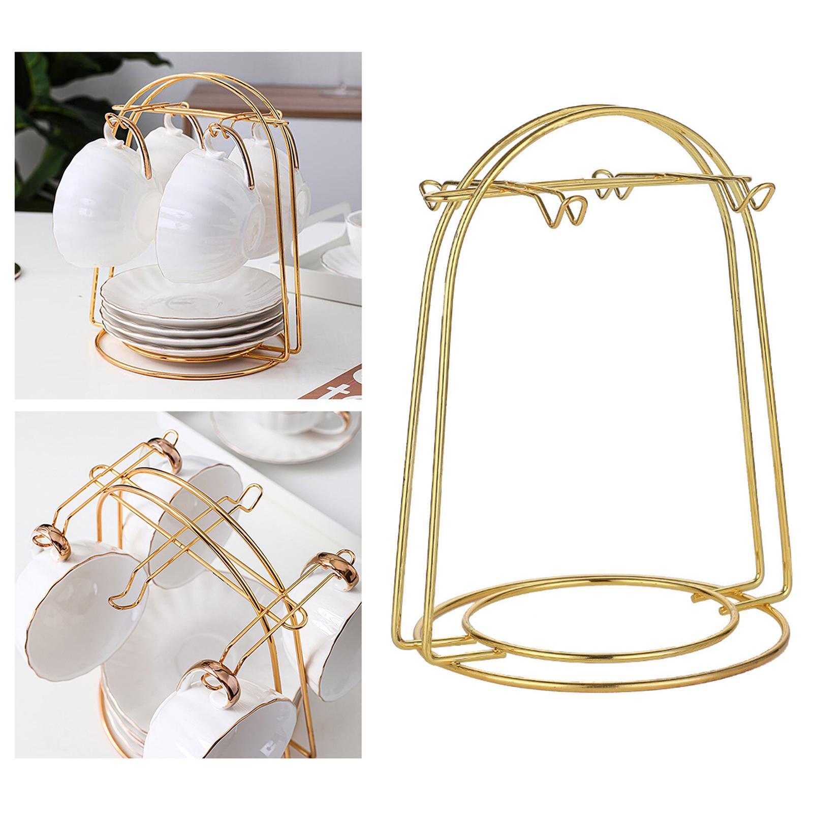 Kithcen Coffee Cup Drying Rack Stand Tabletop Bottle Rack Water Drainer Tea Cup and Saucer Display Rack