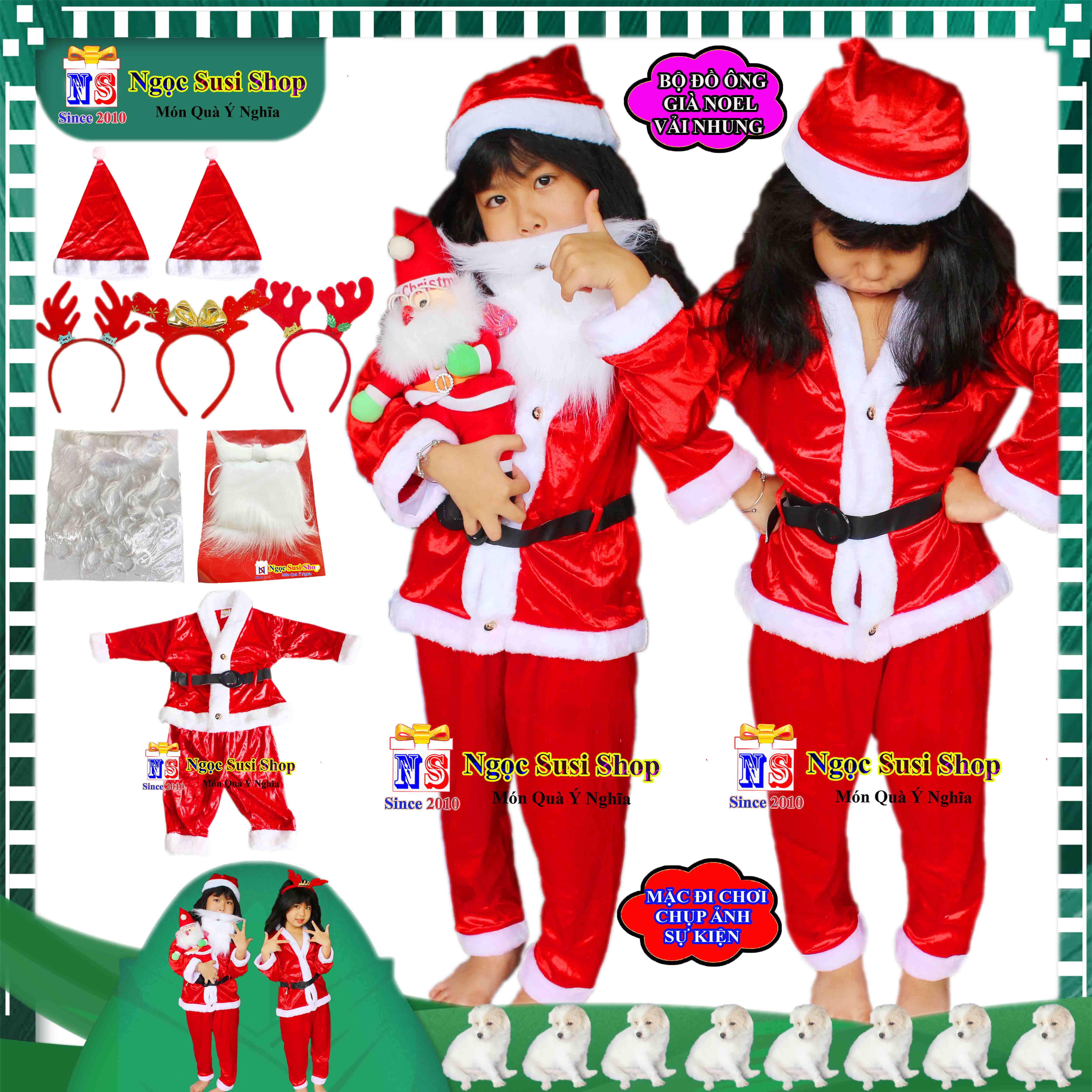 BỘ ĐỒ ÔNG GIÀ NOEL CHẤT VẢI NHUNG SIÊU MỊN CHO BÉ TỪ 1 - 10 TUỔI QUẦN ÁO NOEL MẶC ĐI CHƠI LỄ SỰ KIỆN CHỤP ẢNH RẤT ĐẸP