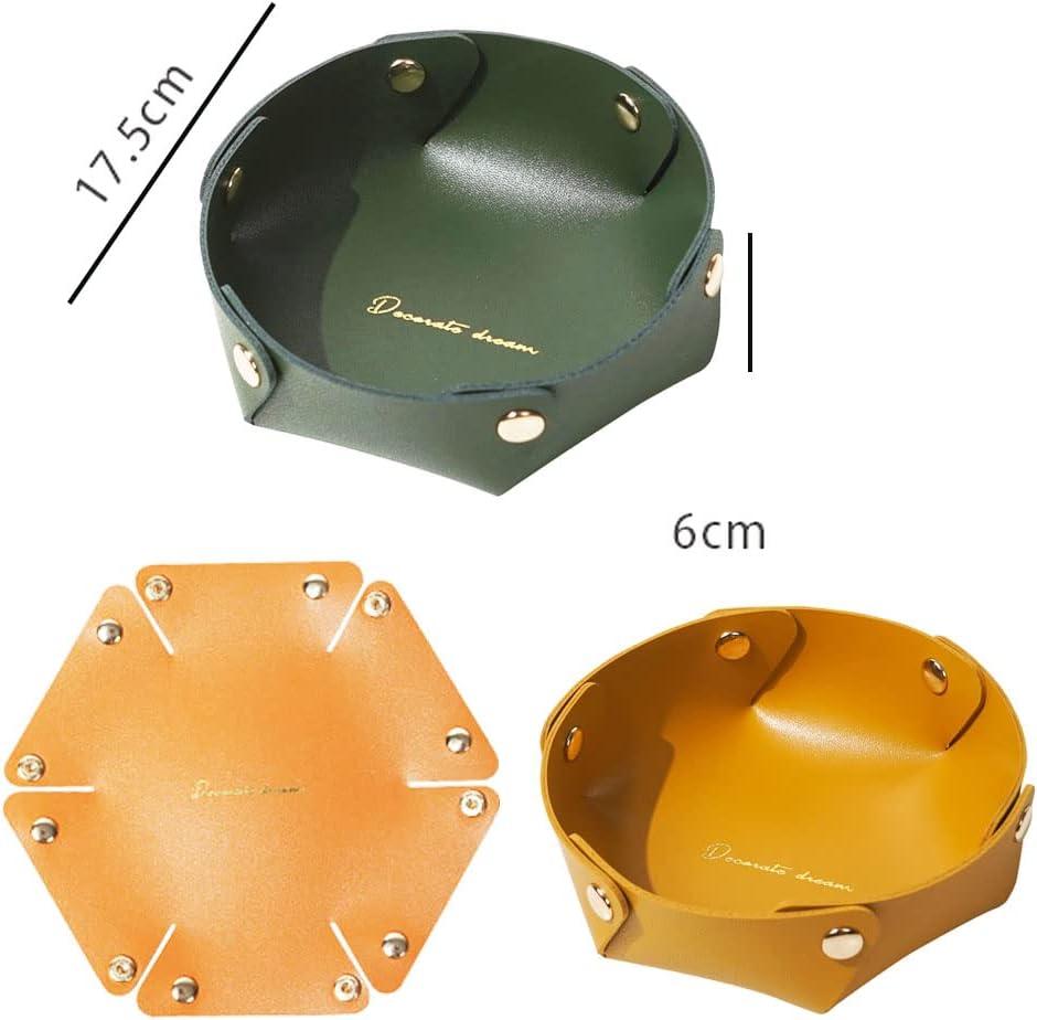 Khay Da Tròn, Khay Đựng 2 Cái Bằng Da, Khay Đựng Đồ Giả Da, Khay Đựng Tiền Xu, Để Chìa Khóa, Đồng Hồ, Đồ Văn Phòng, Trang Sức