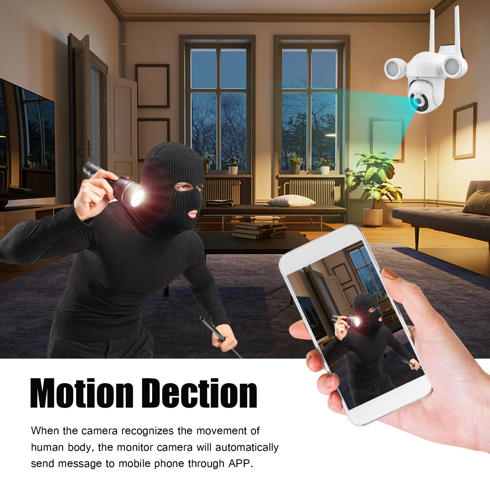 2K Smart Life Wireless Monitor Camera Outdoor WiFi Camera 3.0MP Waterproof Night Vision Auto-tracking with Floodlights