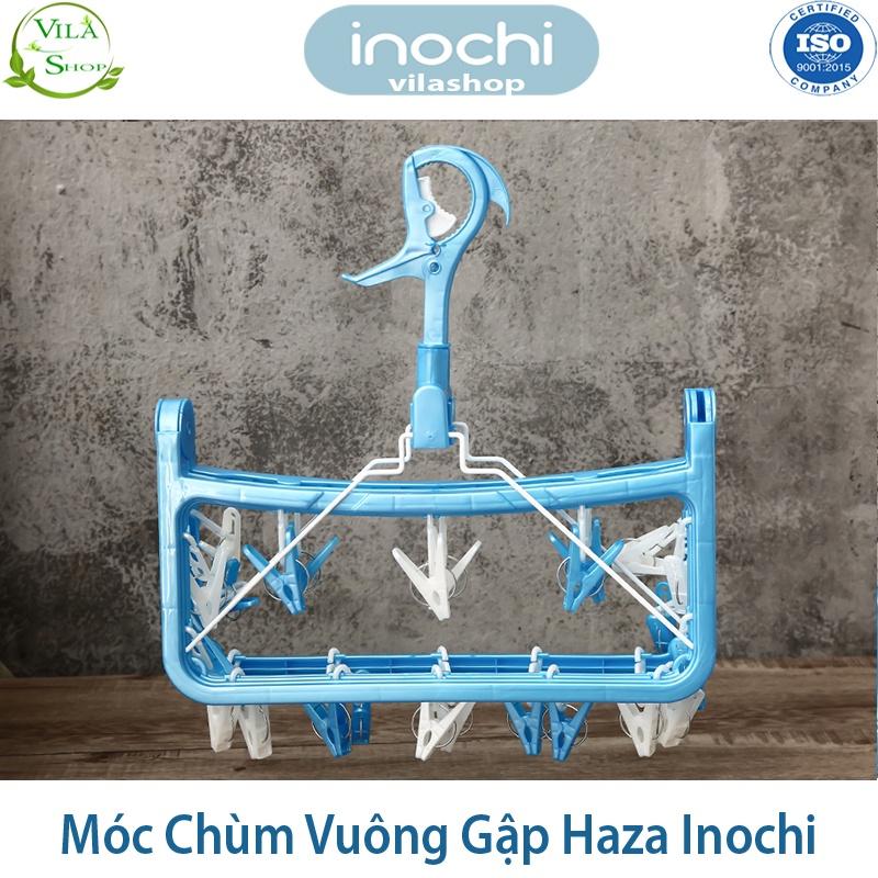 Móc Chùm Phơi Quần Áo, Móc Chùm Vuông Gập Haza, Móc Quần Áo Trẻ Em Nhựa Cao Cấp Inochi