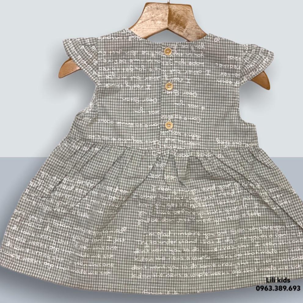 váy cho bé gái cánh tiên kẻ họa tiết chữ , chất cotton cho mùa hè
