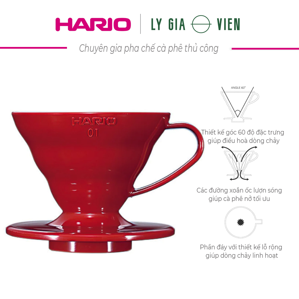 Phễu Pha Cà Phê Gốm Sứ Màu Đỏ 1 Cup Hario V60 Coffee Dripper Ceramic 01 Red VDC-01R