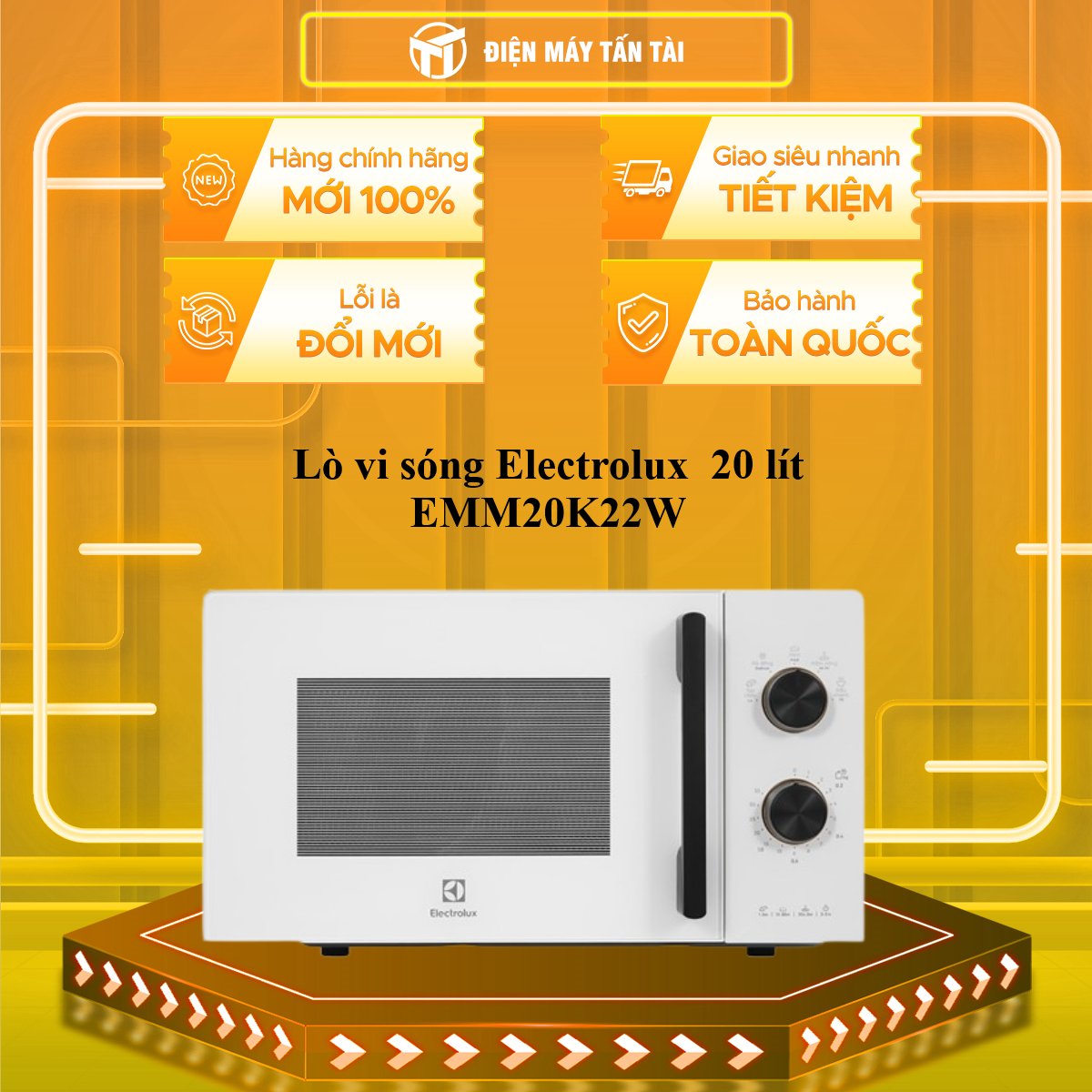 Lò vi sóng ELECTROLUX EMM20K22W, 20L, cs 800W, màu trắng- Hàng chính hãng