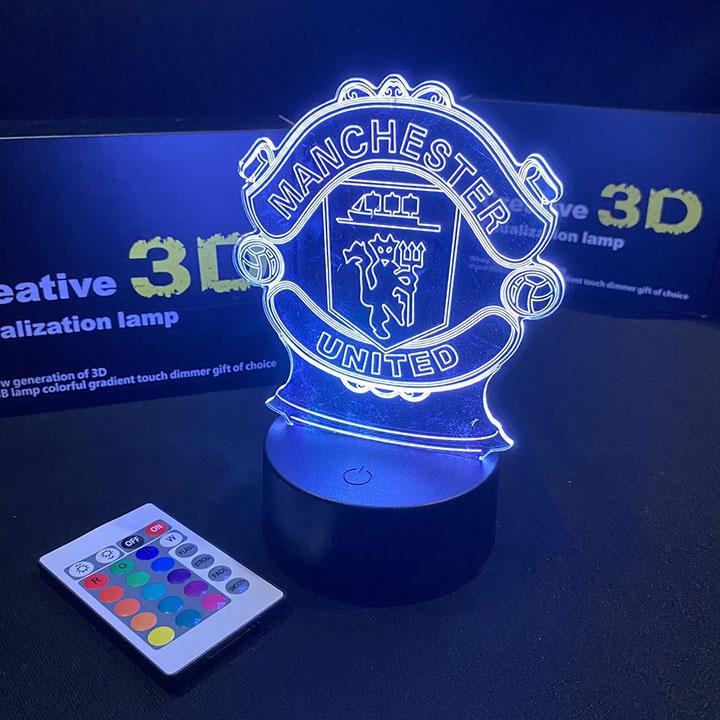 Đèn led 3D USB logo Manchester United ĐÈN NGỦ ĐÈN TRANG TRÍ 16 MÀU CÓ ĐIỂU CHUYỂN CHẾ ĐỘ MÀU