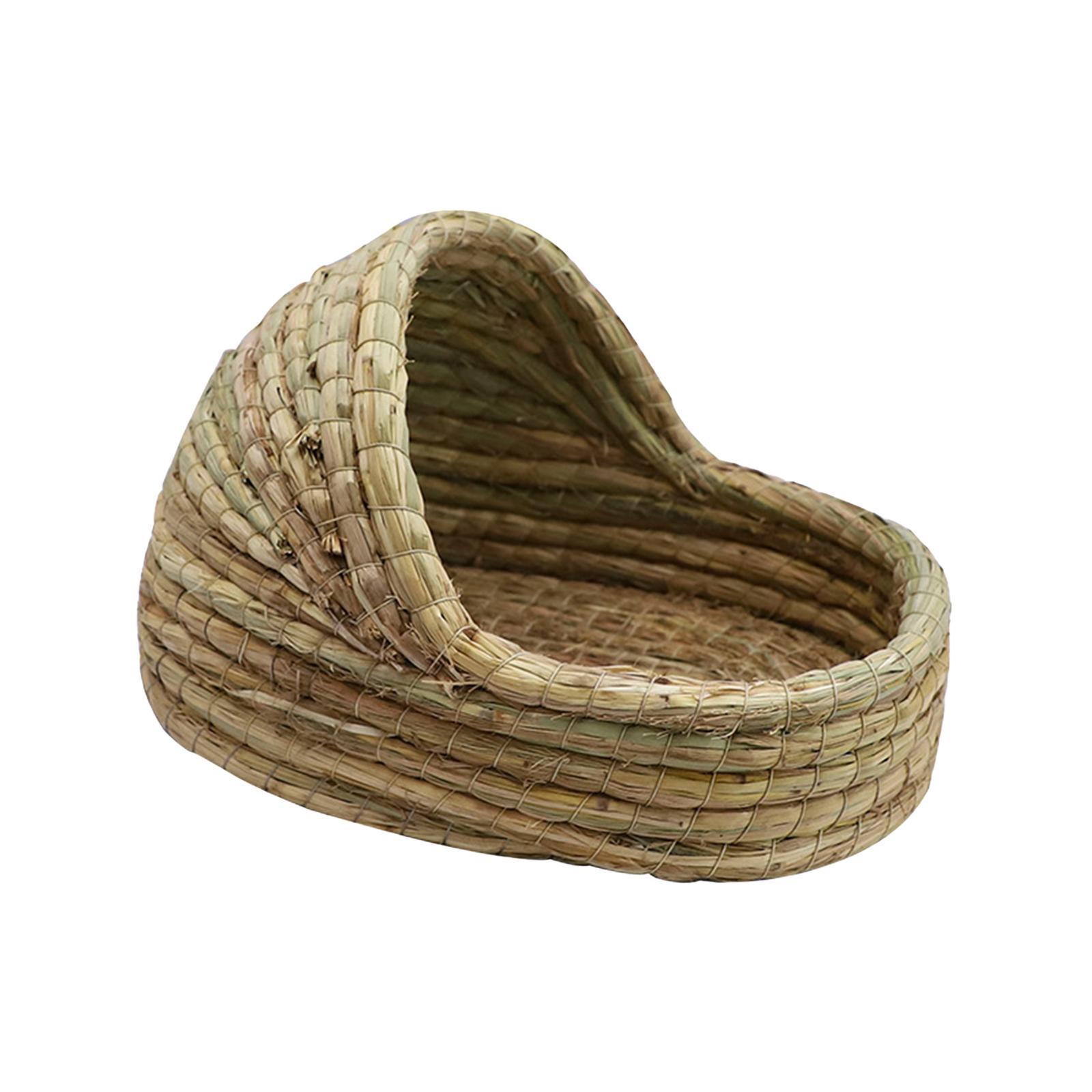 Hand Woven Rabbit Bed Hut Straw Hamster Nest for Bunny Mice