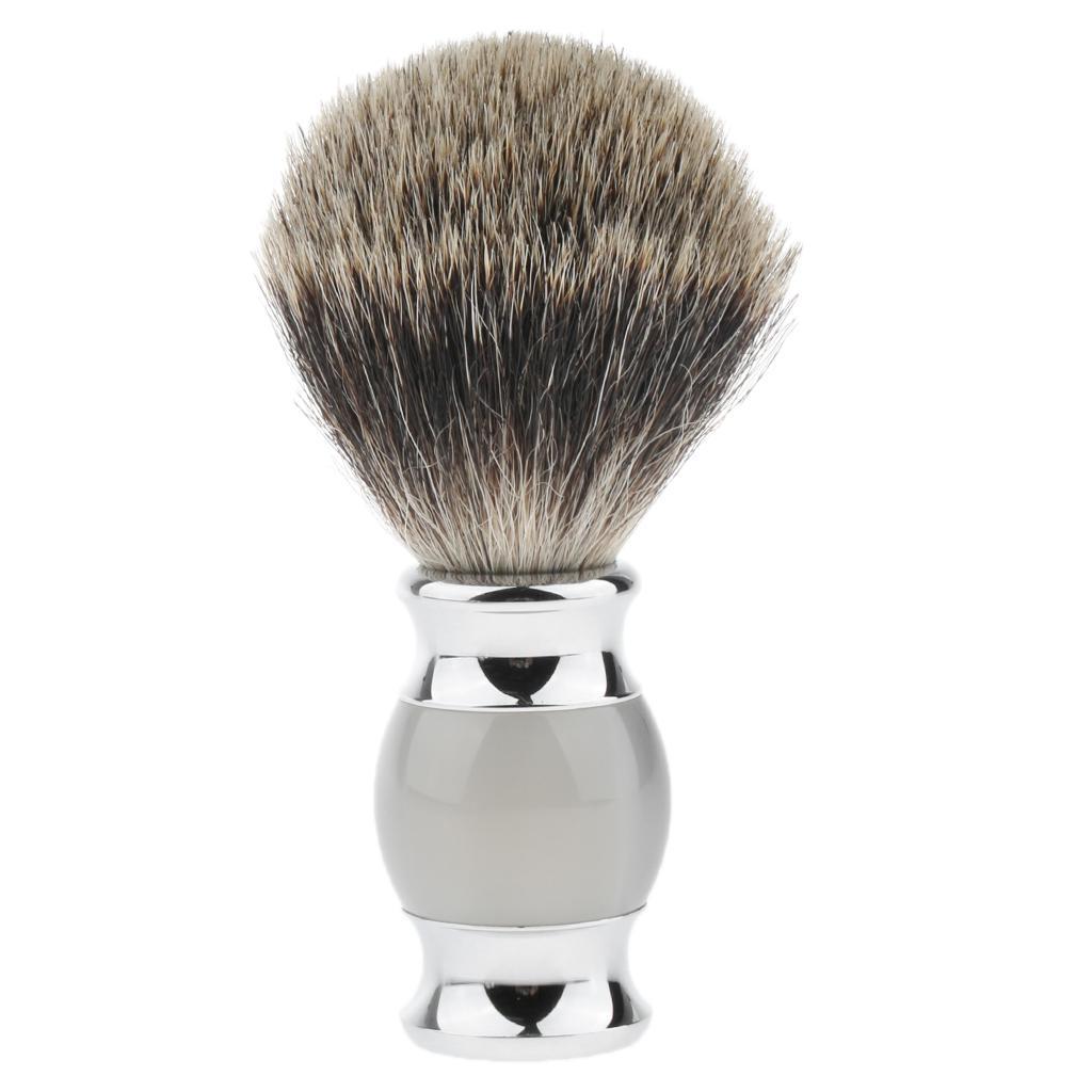 Male's Mustache Beard Shaving Brush + Safety Stainless Stand Rack + ABS Bowl Mug