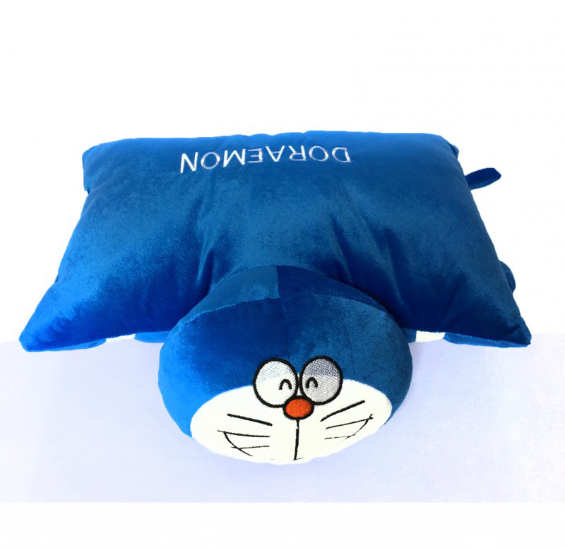 Gối Đi Xe Máy Cho Bé 1 Đầu Hình Doremon, Hello Kitty Vải Nhung Cao Cấp, An Toàn Cho Bé (Tặng Kèm 1 Ví Da 12 Ngăn Đựng Thẻ ATM, CCCD)