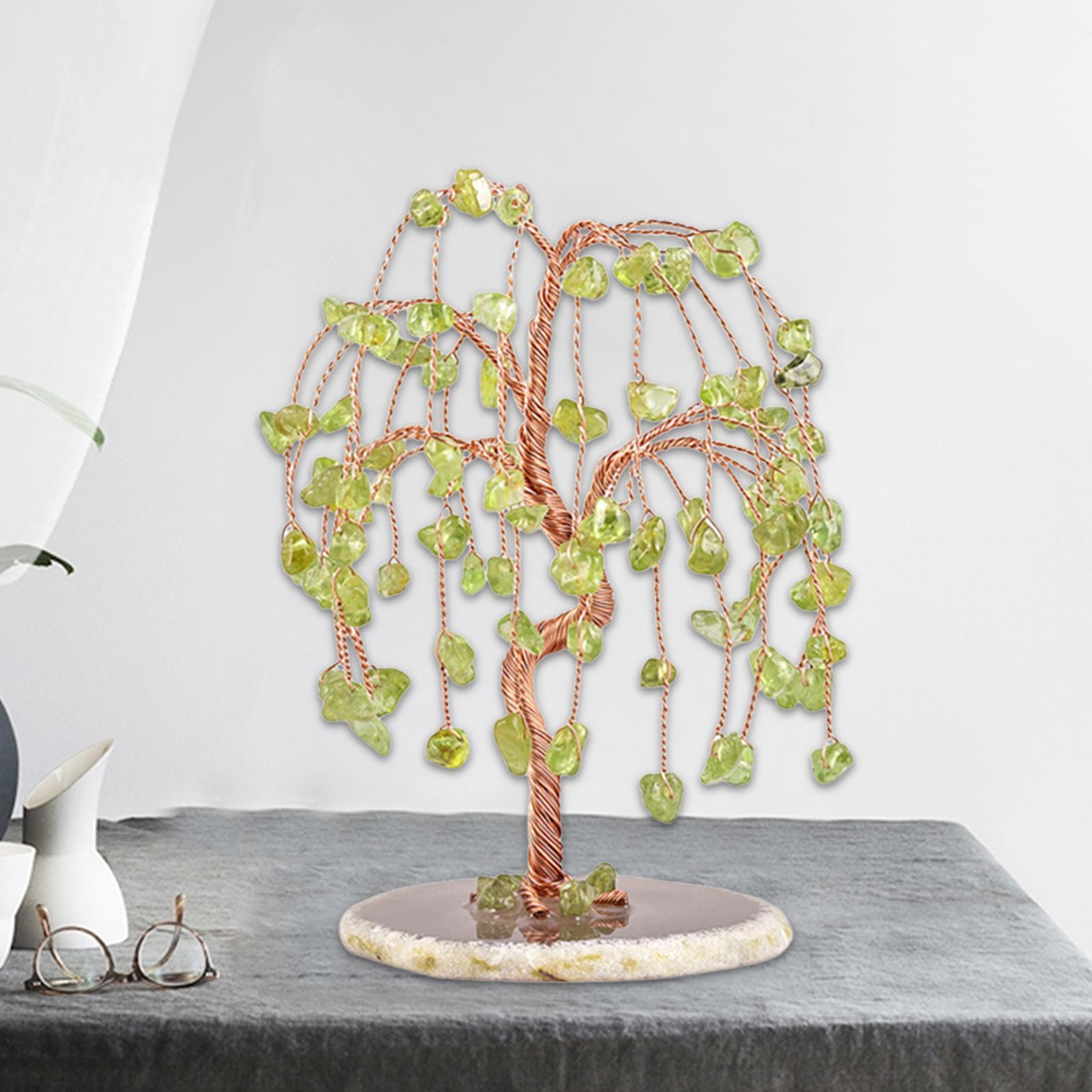 2PCS Natural Multi Stone Money Tree Handmade Ornament for Table Decorations