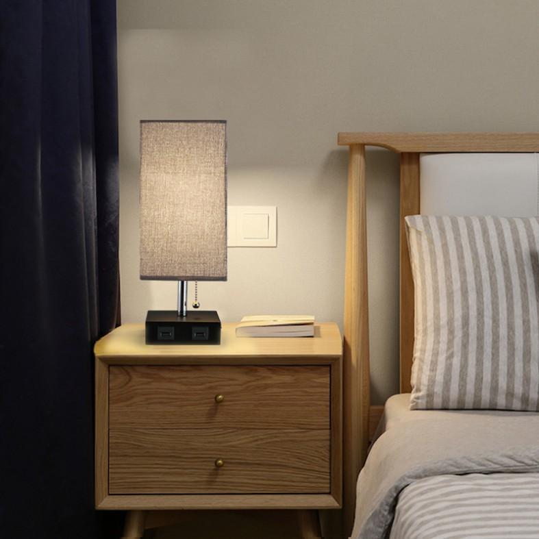 Đèn Ngủ Công Nghệ 2USB 2Power Bedside Table Lamp