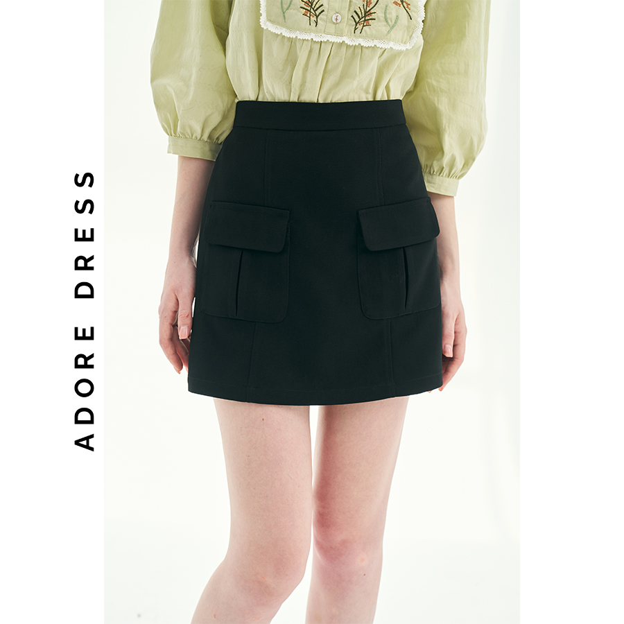 Áo sơ mi Tops casual style thô trơn trắng và xanh  thêu cầu ngực 311TO1120  ADORE DRESS