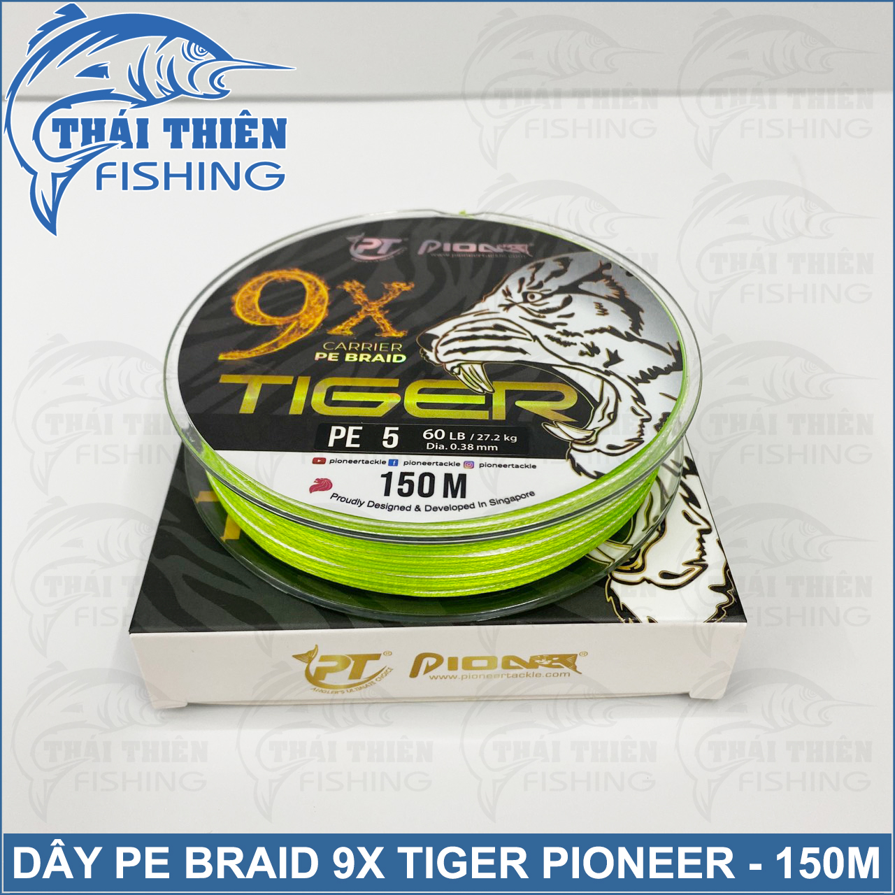 Dây Siêu Bền Câu Lure 9X Carrier PE Braid Pioner Tiger Multicolor Cuộn Dài 150m