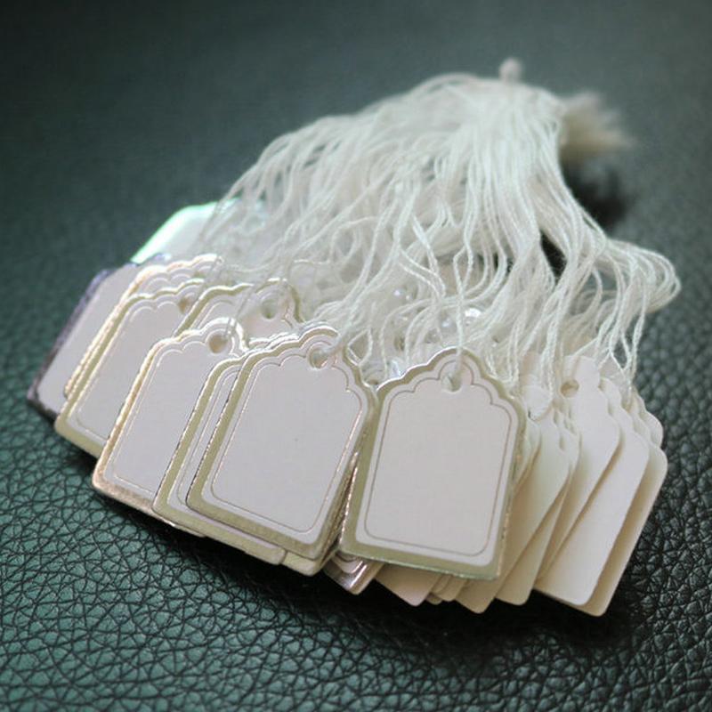 2000 Pieces White Blank Price Tag Labels Pre String Merchandise Paper Card