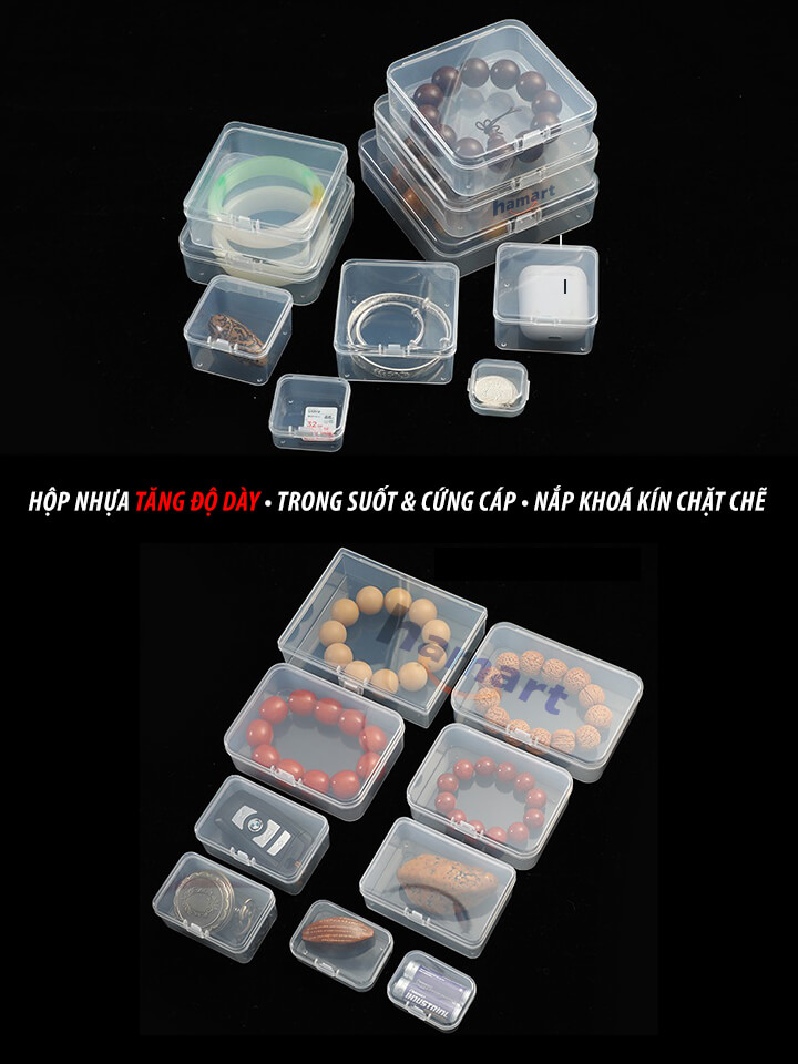 COMBO 5 Hộp Nhựa Mini Có Nắp Trong Suốt Khoá Kín Đựng Trang Sức Linh Kiện Ốc Vít Vật Dụng Nhỏ Tiện Lợi