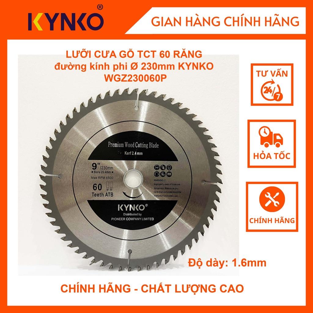 LƯỠI CƯA GỖ TCT 60 RĂNG đường kính phi Ø 230mm KYNKO WGZ230060P