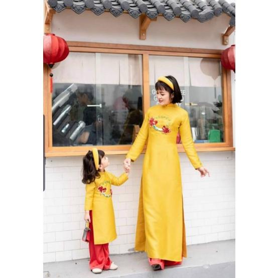 Sét áo dài mẹ bé cao cấp đẹp sang chảnh hàng thiết kế chuẩn cao cấp hịn xịn