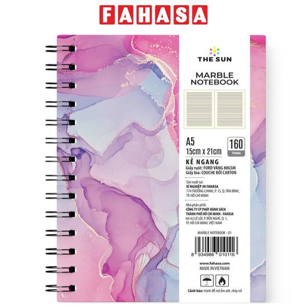 Sổ Lò Xo Bìa Cứng Marble A5 - Kẻ Ngang - 160 Trang 80gsm - The Sun 01