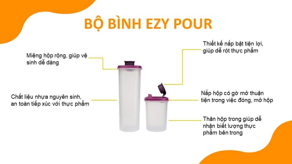 Bộ Bình Đựng Dầu Tupperware Ezy Pour 930ml Và 430ml