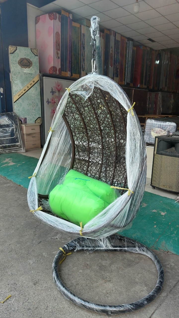 Xích đu sân vườn Juno Sofa cây cong lồng mây nhựa đan 1m x 1m x cao 1m75
