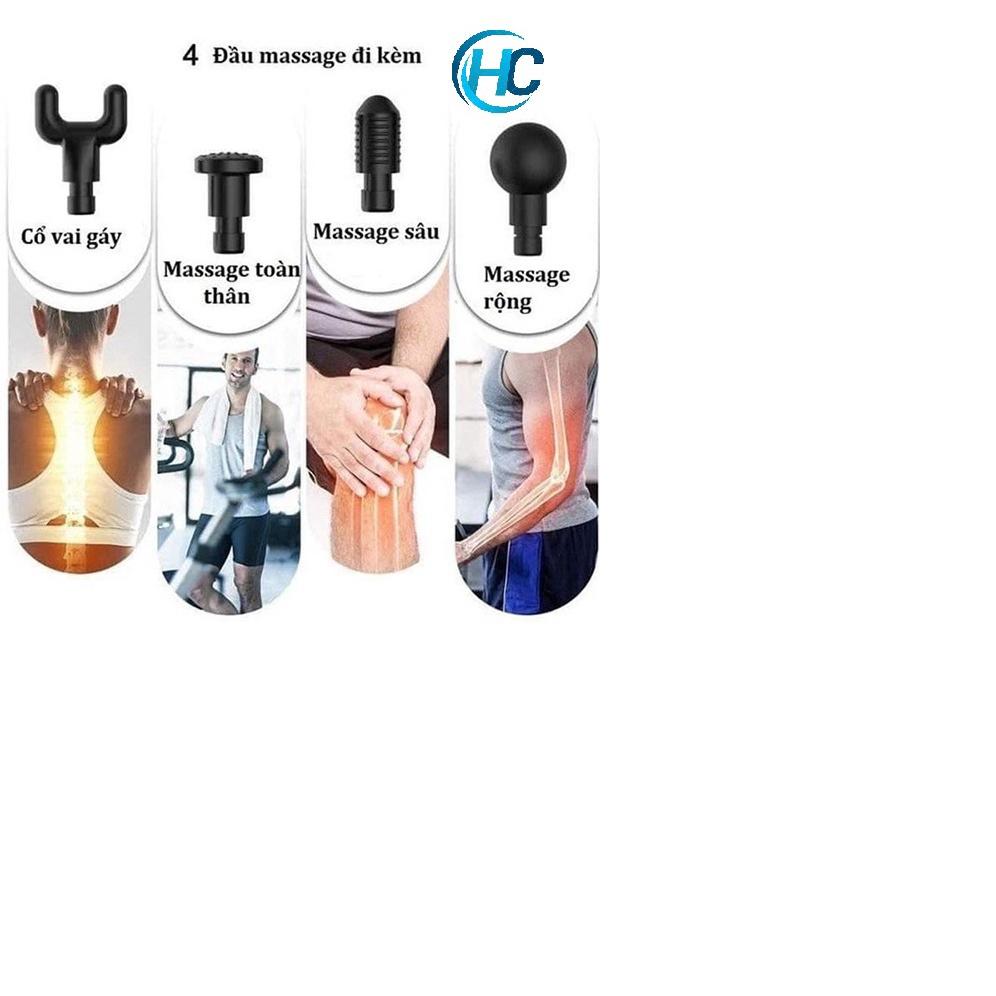 Súng Massage Fascial Gun | 4 Đầu 6 Chế Độ, Giảm Căng Cơ, Nhức Mỏi Vai Gáy