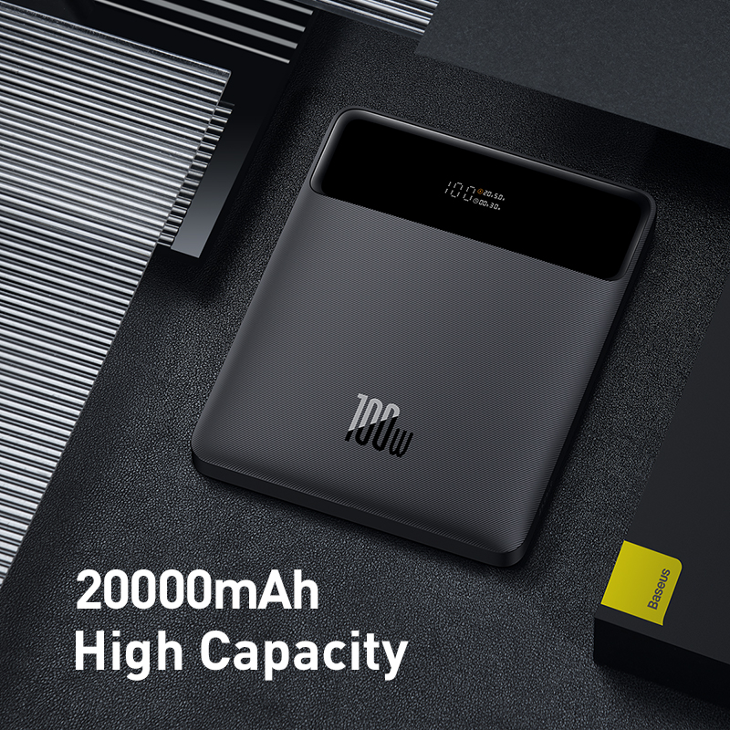 Sạc Dự Phòng OS-Baseus Blade High Power Digital Display Quick Charge Power Bank 20000mAh 100W (Kèm cáp C to C 100W, 1m, Đen) (Hàng chính hãng)