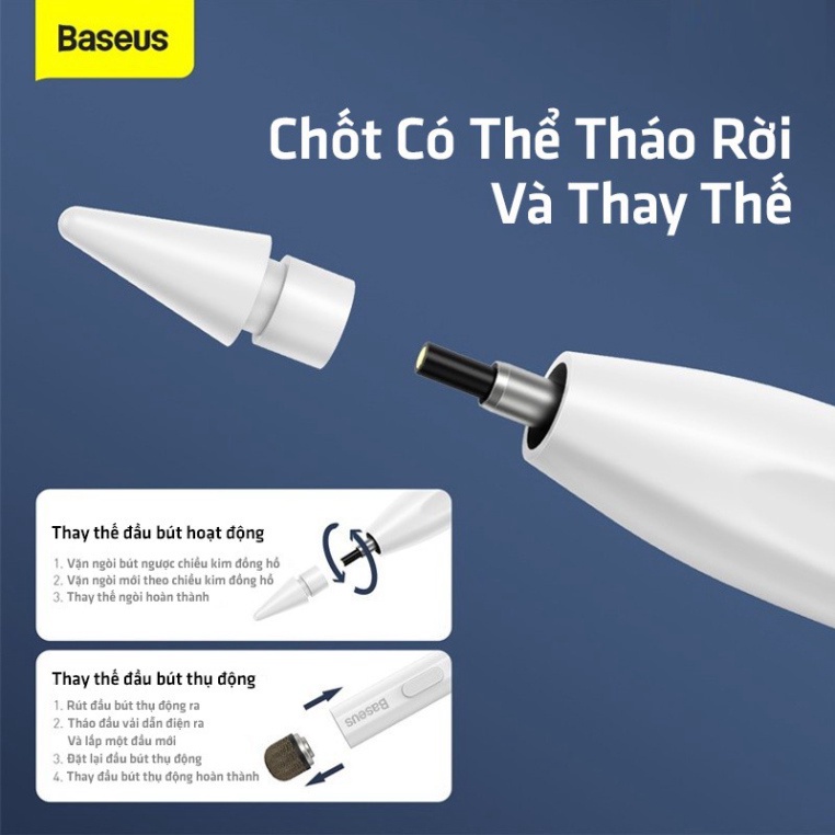 Bút cảm ứng Baseus Smooth Writing Capacitive Stylus dùng cho iPat Pro/ Smartphone/ Tablet Android (Active + Passive Version, Magnetic Adsorption, Tilt &amp;amp; Strength sensitive) - Hàng Chính Hãng