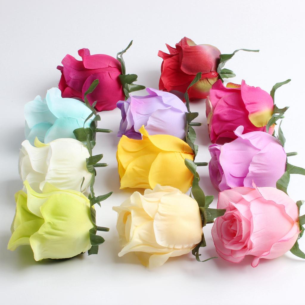 2X 10pcs Artificial Silk Rose Flower Head DIY Bouquet Wedding Decor Multi