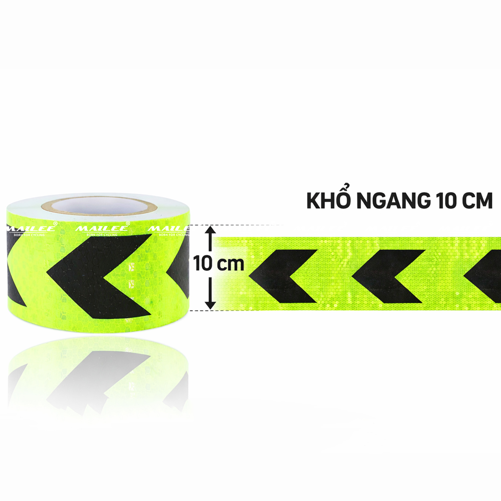 Băng Dính Phản Quang khổ rộng 10 cm x 25 mét, Cảnh Báo An Toàn Hình Mũi Tên Dùng Dán Xe Ô tô, Thùng Xe Tải, Định Hướng An Toàn, chất liệu PVC Chống Thấm Nước - Mũi Tên Xanh Đen - Mai Lee