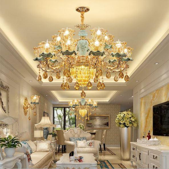 Đèn chùm NEKO loại 15 tay phong cách sang trọng, trang trí nội thất hiện đại - kèm bóng LED .