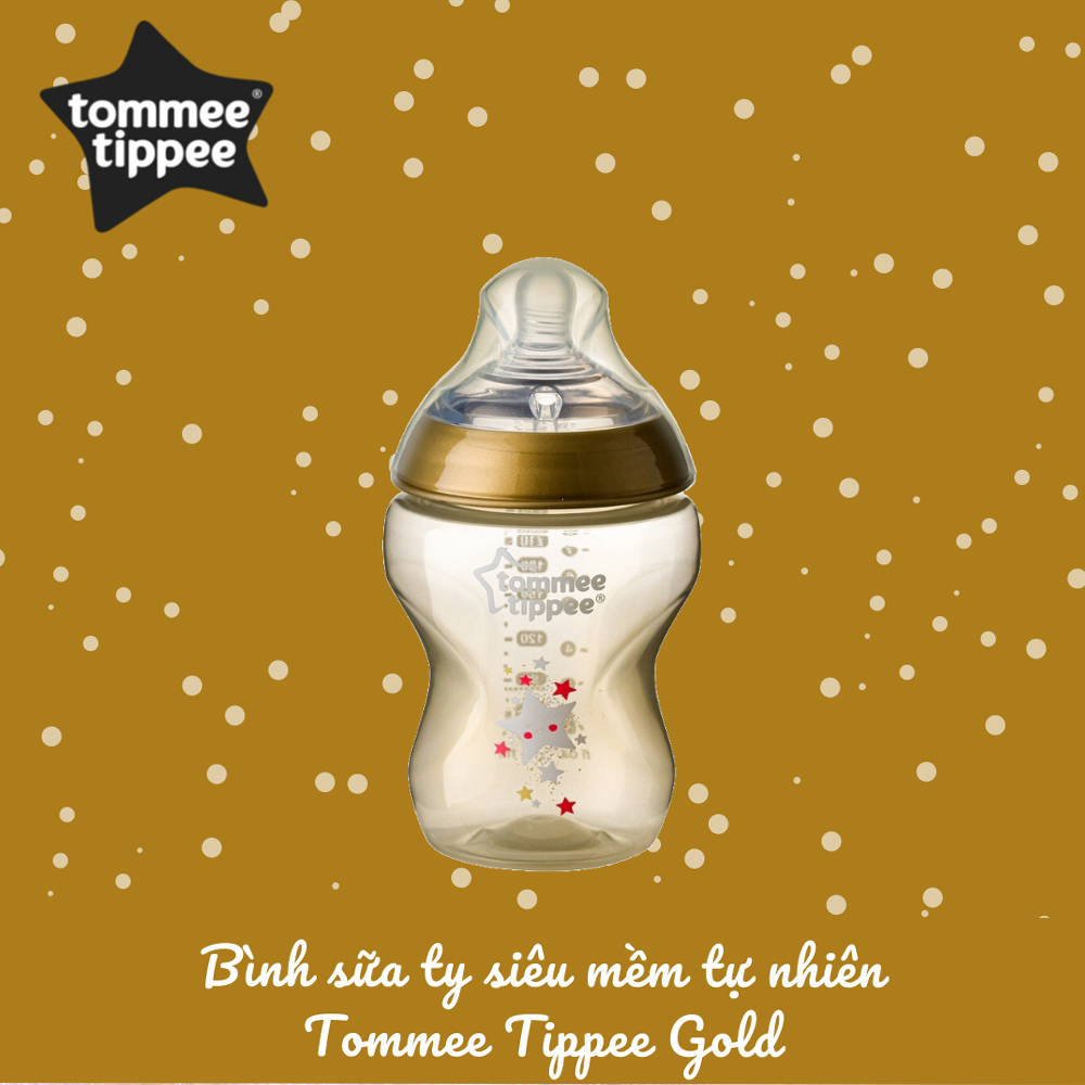 Bình Sữa PP Ty Siêu Mềm Tự Nhiên Tommee Tippee Natural Start 260ml, Núm Ty Của Bình 3-6 Tháng - Hoạ Tiết