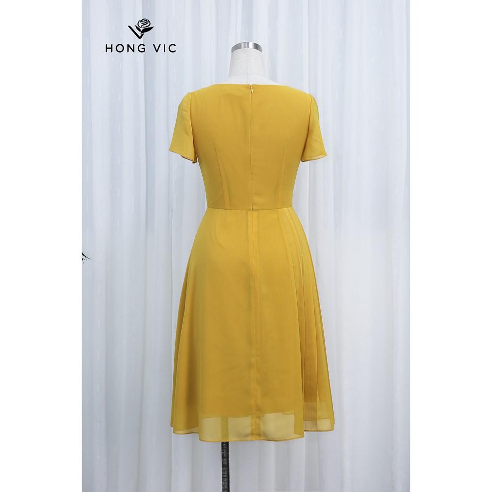 Đầm nữ thiết kế Hongvic voan vàng DL56