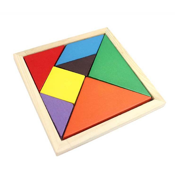 Đồ chơi xếp hình trí tuệ Tangram 7 miếng gỗ loại dày 1.2cm - đồ chơi gỗ