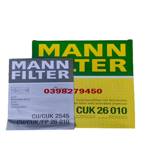 LỌC GIÓ ĐIỀU HÒA MANN FILTER CHO VM GROUP (Audi/ Seat/ Skoda/ VM) CUK26010 (MÃ: 6R0 819 653; JZW 819 653 F; WP2087)