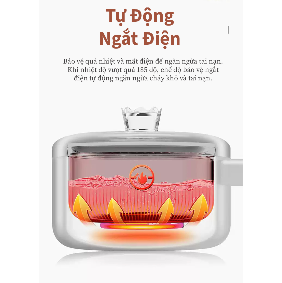 Nồi điện mini đa năng 700W Tsuki TS6332 có tay cầm, dung tích 1.6L nấu cơm, lẩu, hấp, nấu canh rất tiện lợi - Hàng chính hãng