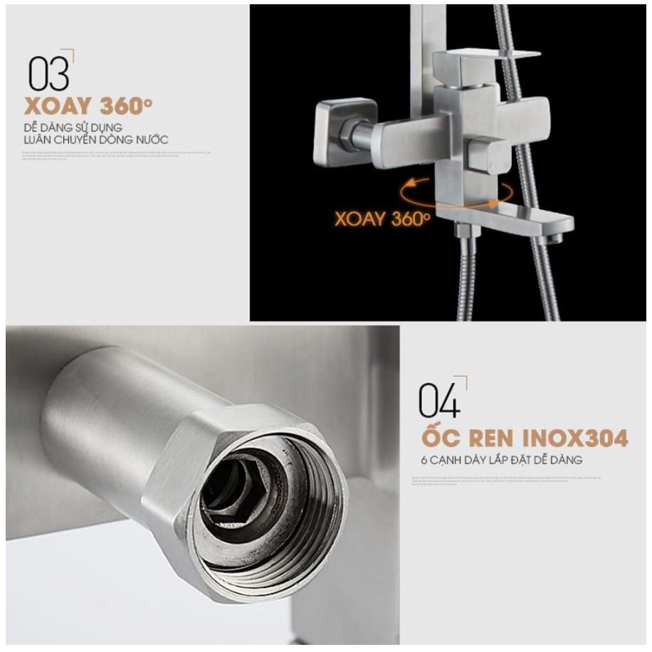 sen tắm đứng vuông nóng lạnh inox 304