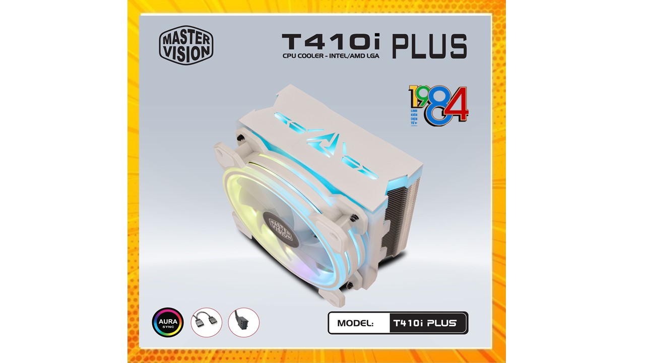 Quạt tản nhiệt VSP T410i Plus FAN LED ARGB( tản4u, 12cm) - Hàng Chính Hãng