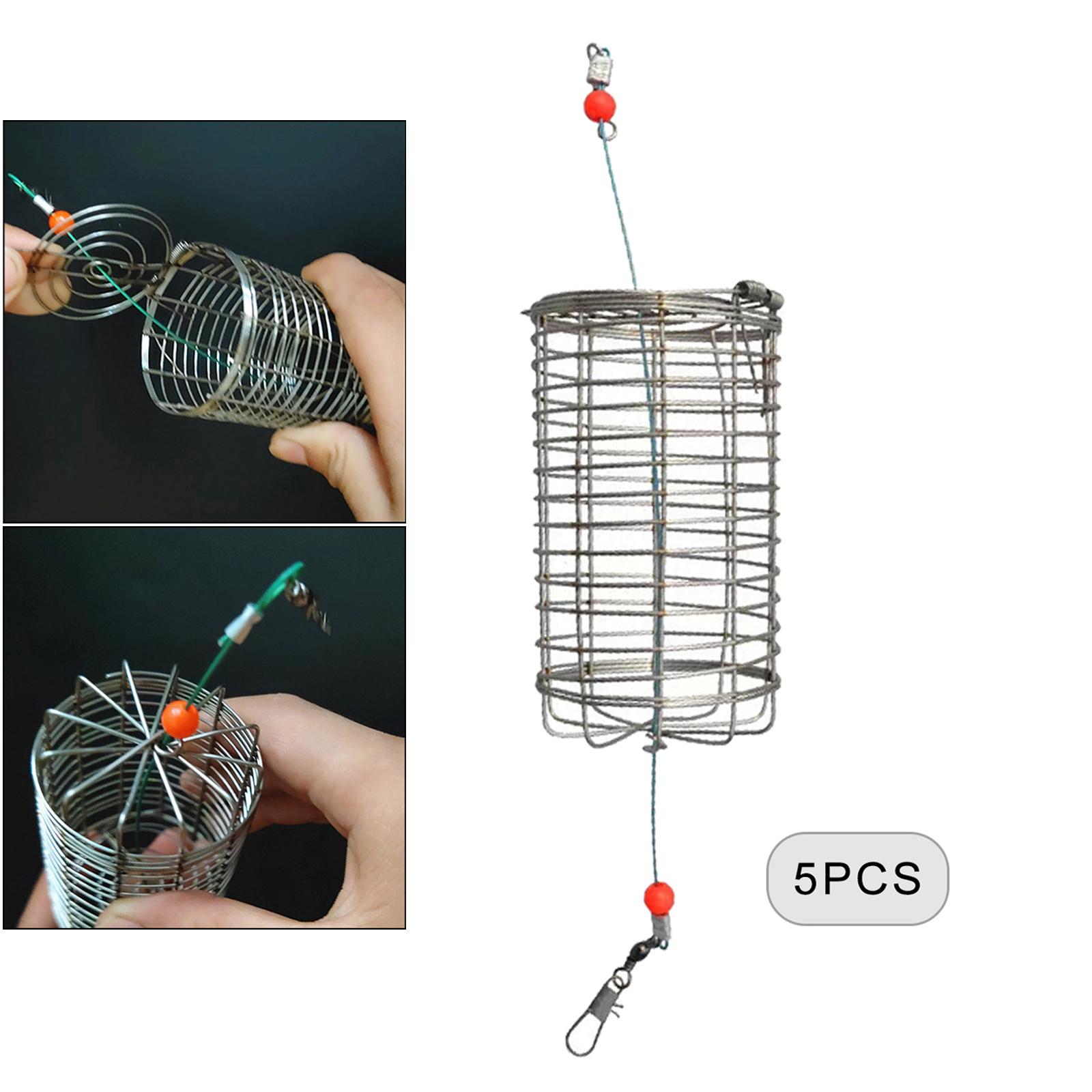 5pcs Carp Fishing Bait Trap Cage Feeder Basket Holder, Anti-rust Coarse Lure Feeder Carp Small Fishing Tackle Kit for Shrimp Carp Crayfish Crab