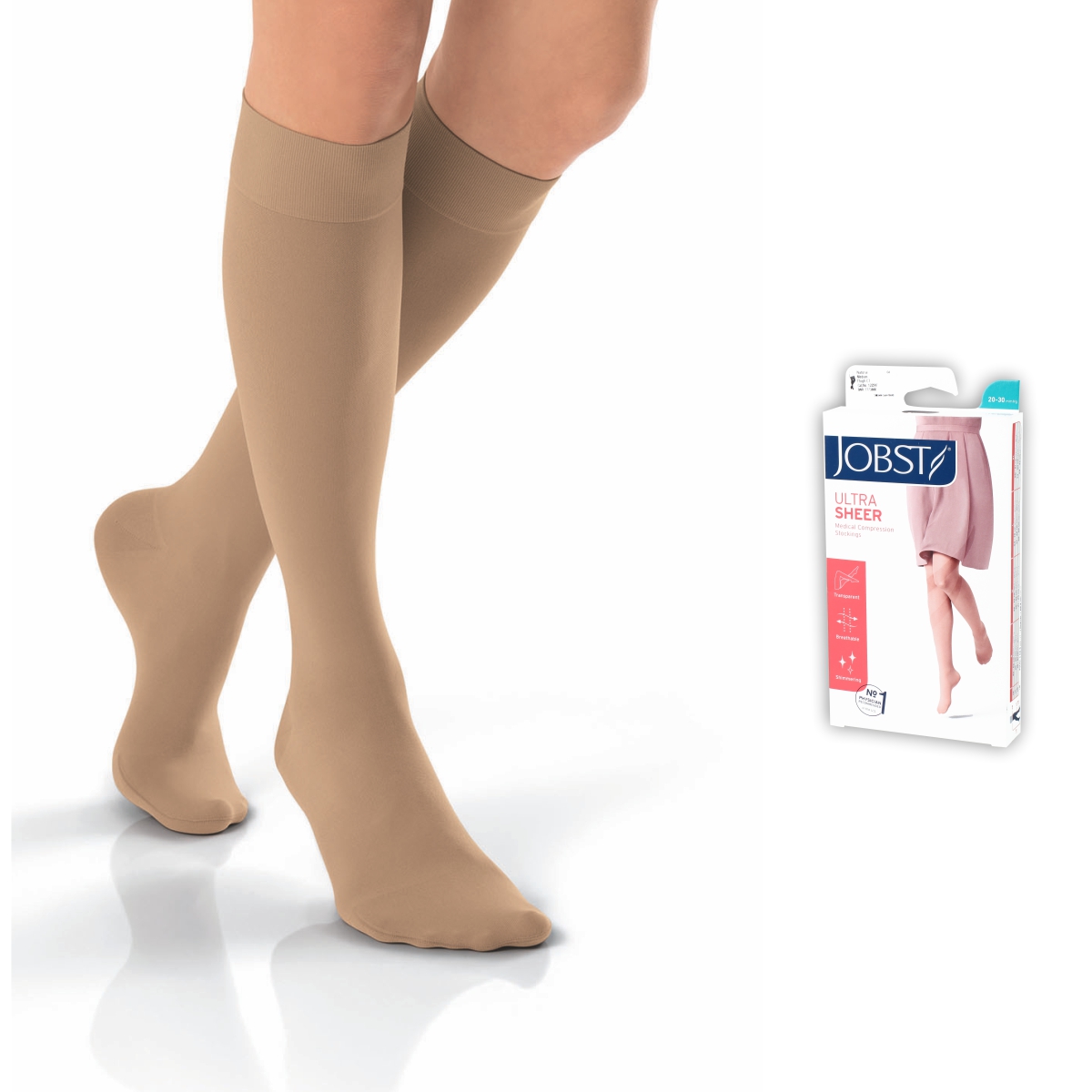Vớ y khoa gối JOBST UltraSheer - Siêu Mỏng điều trị giãn tĩnh mạch chân - Da