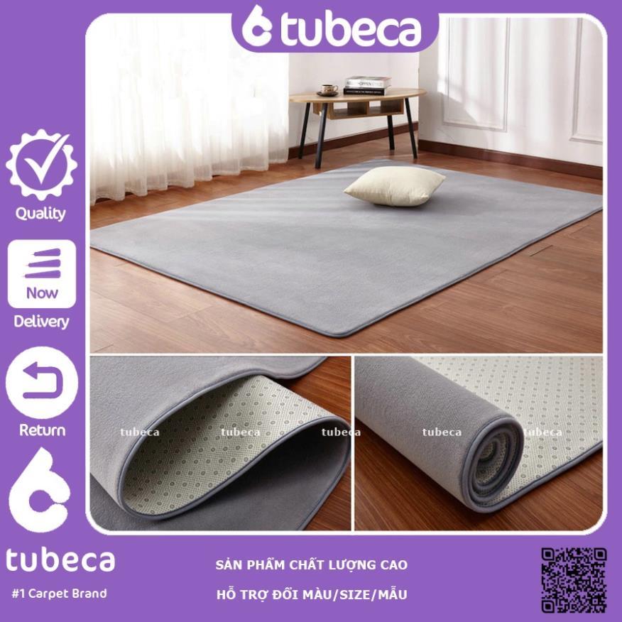 Thảm Nhung Mịn Cao Cấp Trải Sàn Phòng Khách | Màu Xám | Dày dặn | 2m x 1m6 | TUBECA