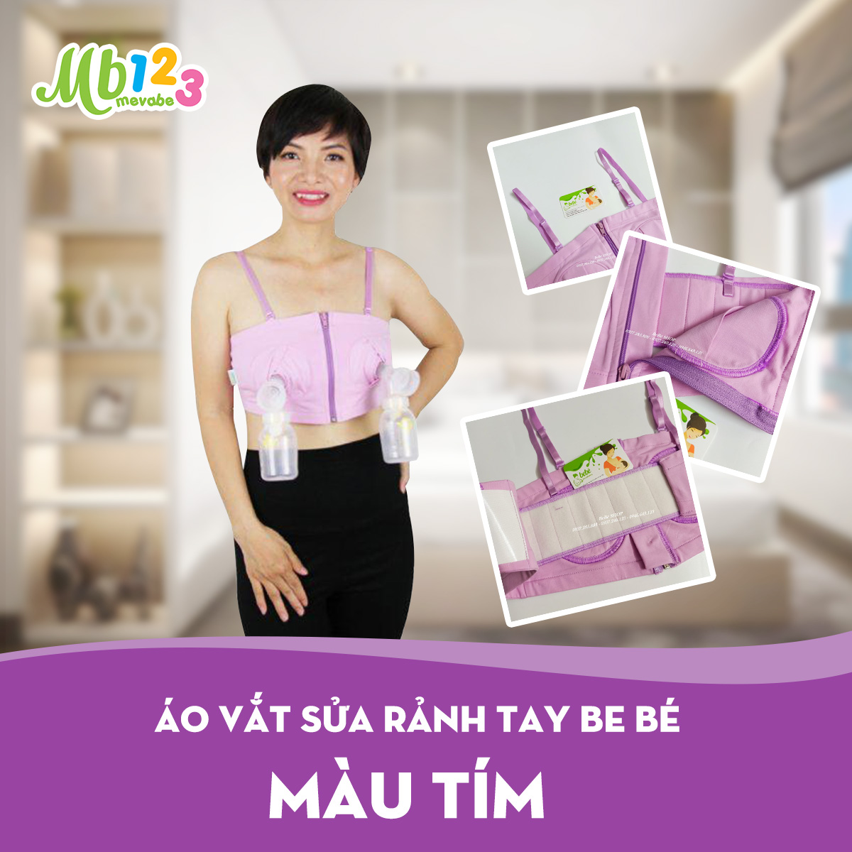 Áo vắt sữa rảnh tay Be Bé – màu